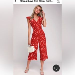 Lulus Floreal Love Red Floral Print Jumpsuit
